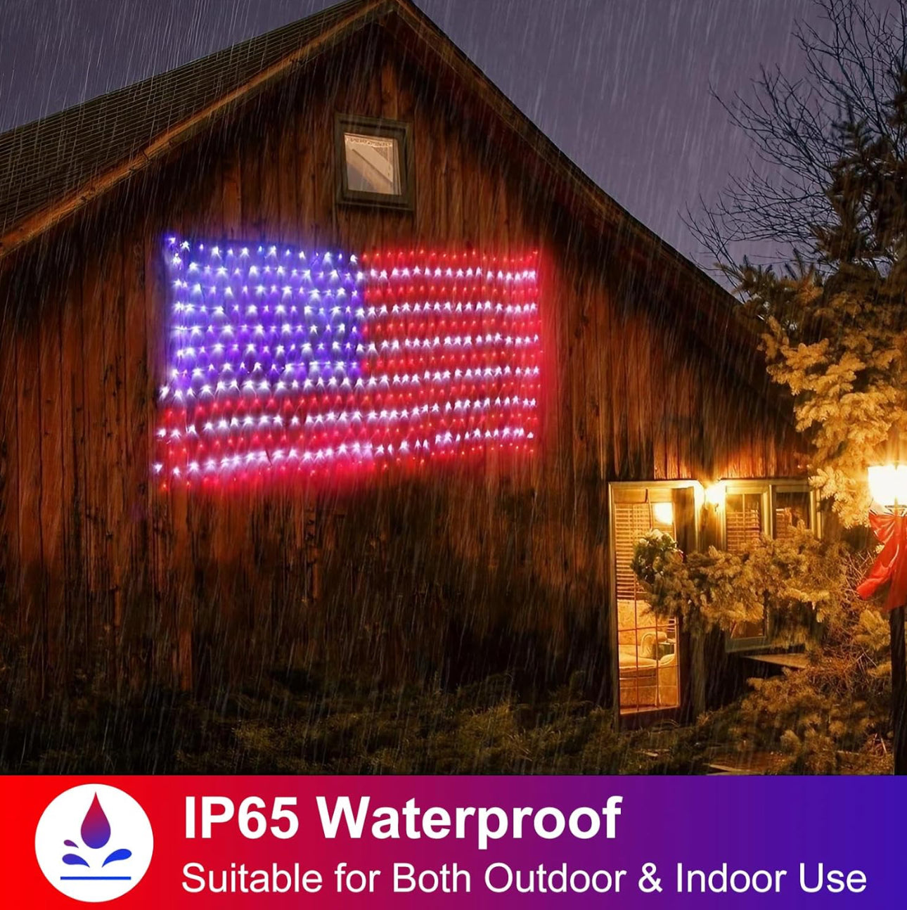 Oversize American Flag Solar Lights 420 Super Bright LEDs 2-in-1 Solar Powered and Plug in Flag Light