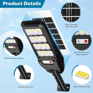 2-Pack Solar Street Lights Outdoor Waterproof, 6500K 6000LM Outdoor LED Street Light Dusk to Dawn, Motion Sensor with Remote Control