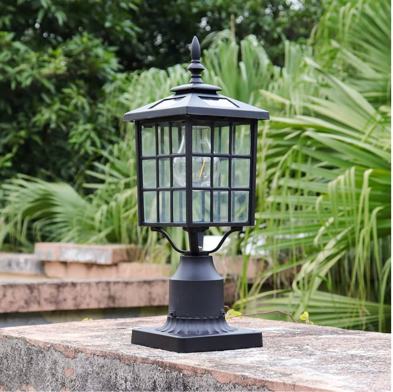 SmartYard LED Cast Aluminum Solar Post Light Fixture with 3-Inch Fitter Base for Outdoor Garden Post Pole Mount