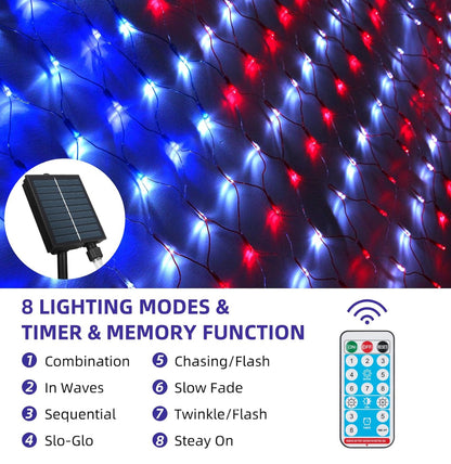 Oversize American Flag Solar Lights 420 Super Bright LEDs 2-in-1 Solar Powered and Plug in Flag Light