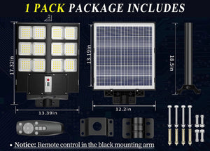 600W Commercial Solar Street Light , 60000LM Parking Lot Light Commercial Dusk to Dawn With Remote