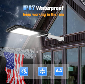 1200W Solar Outdoor Lights Motion Sensor Dusk to Dawn Commercial Large Area Lighting Security Flood Lights Waterproof with Remote for Backyard Stadium Garage Parking Lot
