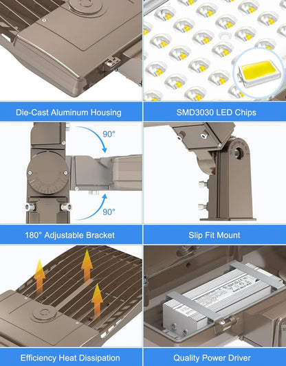 320W LED Parking Lot Light Hard Wired 48,000LM, Hot Wire UL Listed Industrial Grade LED Shoebox Parking Pole Light 5000K IP65 Waterproof