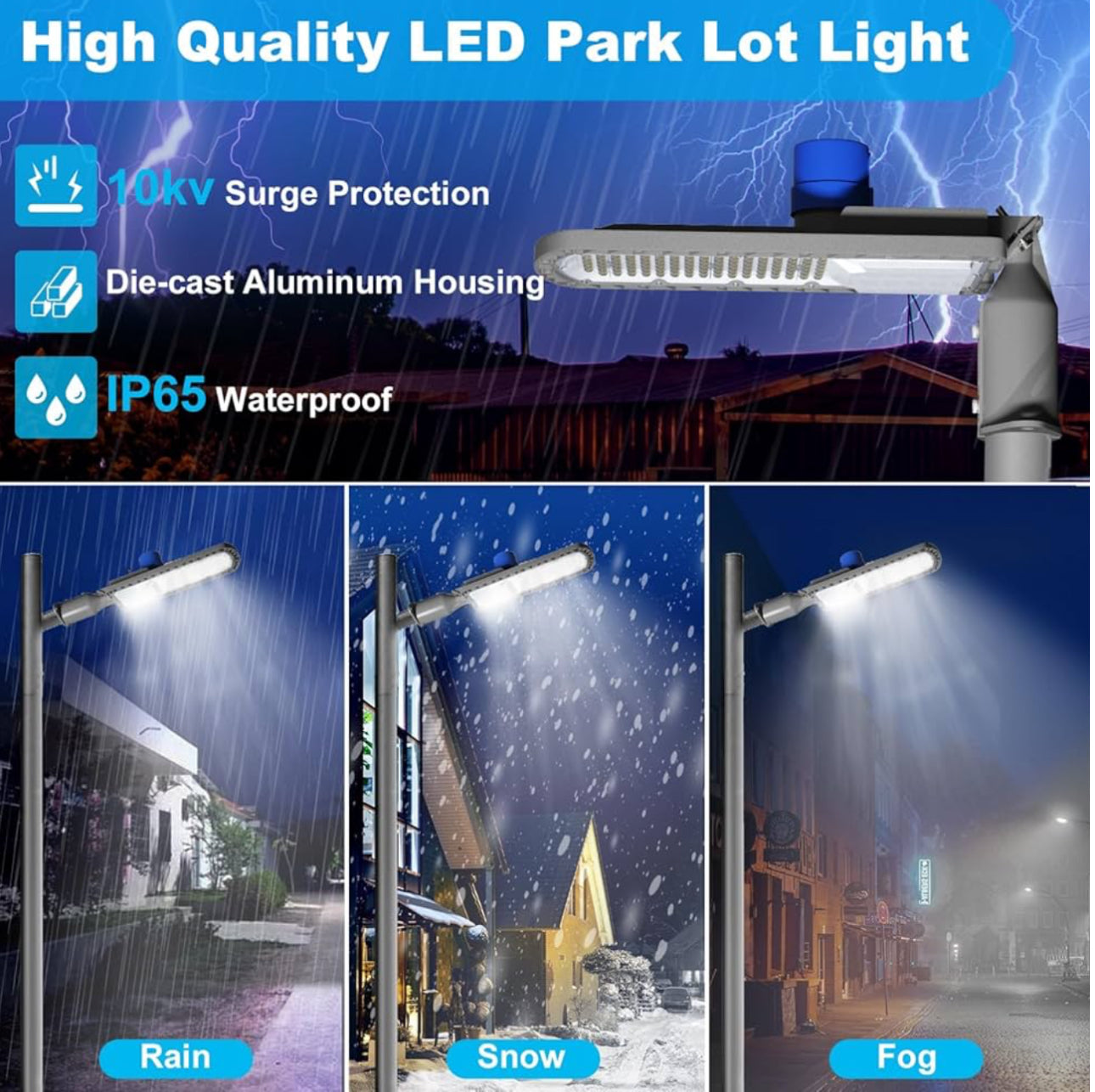 250W LED Hard Wire Electric Parking Lot Lights 30000LM: Dusk to Dawn Outdoor Street Lighting, Commercial Area Security Light with IP65 Waterproof 6500K