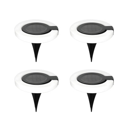 4 Pack Round Outdoor Ground Lights Adjustable Disk Solar Pathway Lamp