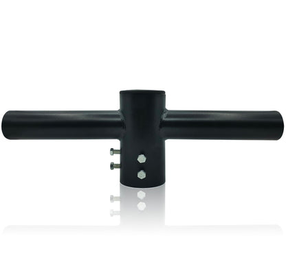 180° Double Bullhorn Light Pole Bracket for 3" Round Pole – Dual 2-3/8" Slip Fitter Tenon, Heavy-Duty Steel