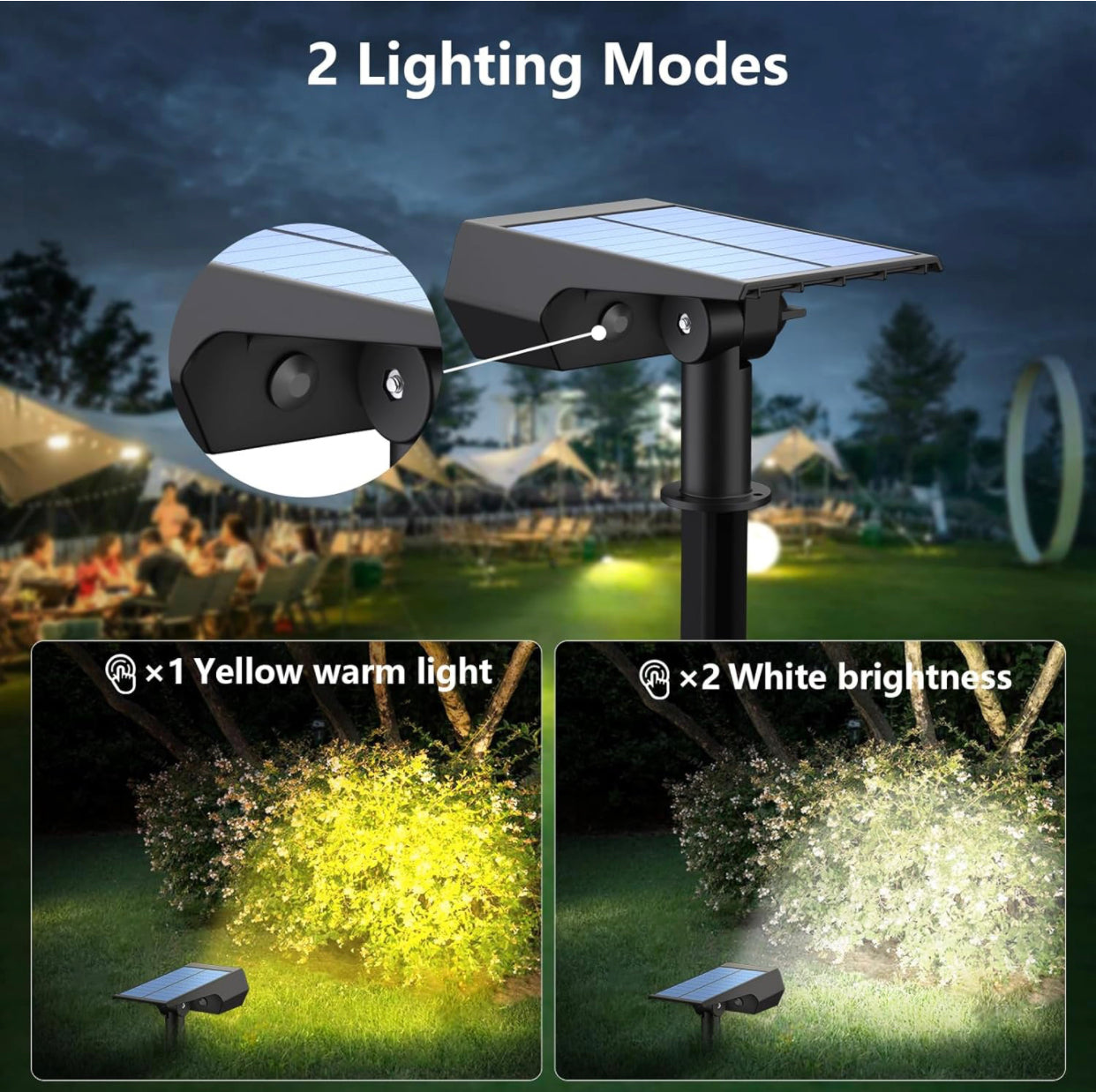 SmartYard Solar Spot Lights 53 LEDs, 2 Modes Pathway/Wall Lights 2 In 1 Auto On/Off 4 Pack(Cool White)