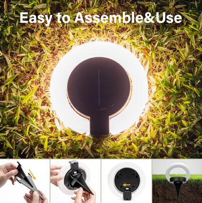 4 Pack Round Outdoor Ground Lights Adjustable Disk Solar Pathway Lamp