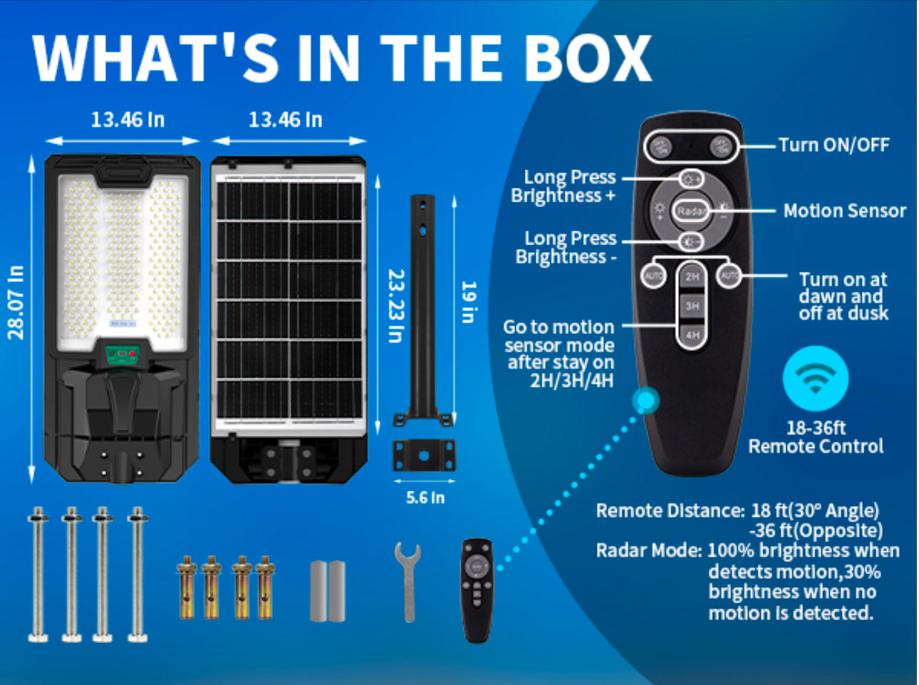 5200W Solar Street Lights Outdoor, Waterproof Commercial Dusk to Dawn, 200000LM Solar Flood Lights Outdoor Motion Sensor