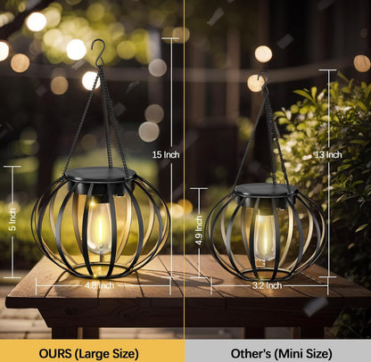 2 Pack SmartYard Solar Hanging Lanterns Outdoor Waterproof 15" Pumpkin Shape