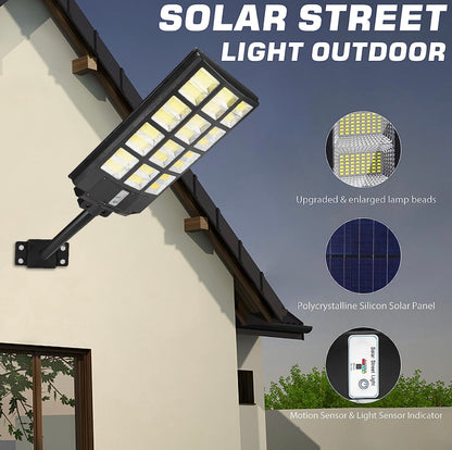 1800W LED Street Light Outdoor - 3 Color Temperature Change Solar Lights , Dusk to Dawn, Motion Sensor With Remote