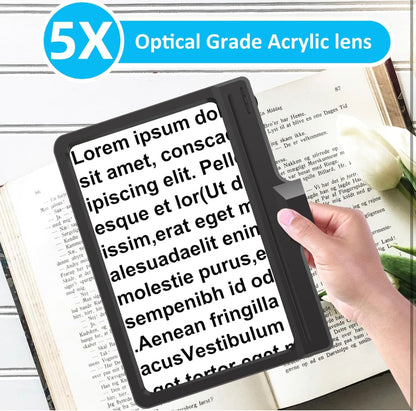 5X Magnifying Glass with 36 LED Dimmable Light and Stand, Adjustable Brightness Magnifying Floor Lamp, Gooseneck Arm Lighted Magnifier for Reading, Crafts and Close Work