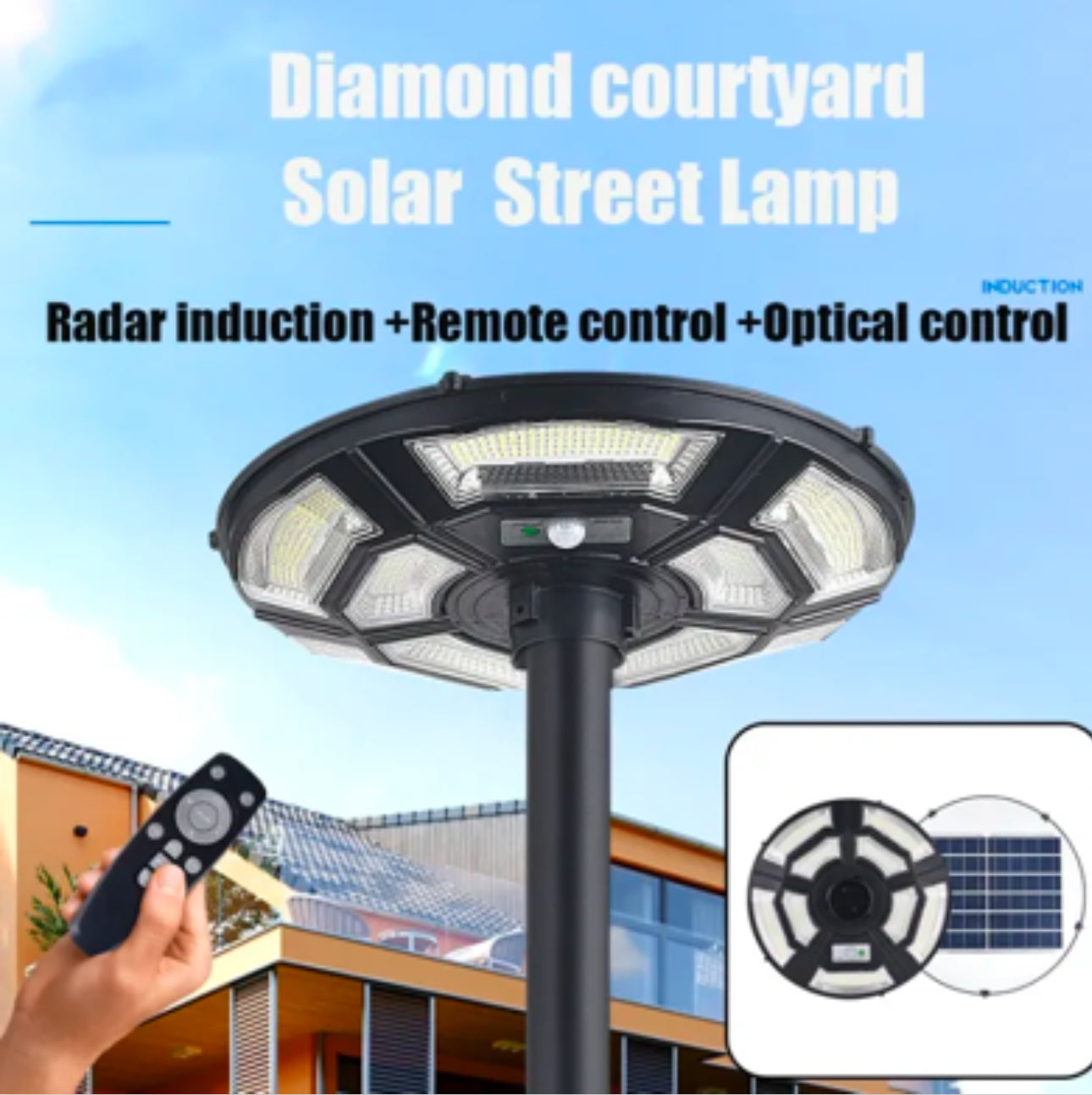 1500W Solar UFO Motion Sensor All in one Solar Garden Street Light With Remote Control