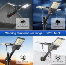 Load image into Gallery viewer, 5000W Solar Street Lights Outdoor, 500000LM 6500K High Powered Commercial Parking Lot Lights Dusk to Dawn, Waterproof Solar Security Flood Lights with Remote