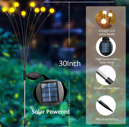 4 Pack Solar Powered Light FireFly Upgraded 8 LED-Warm White