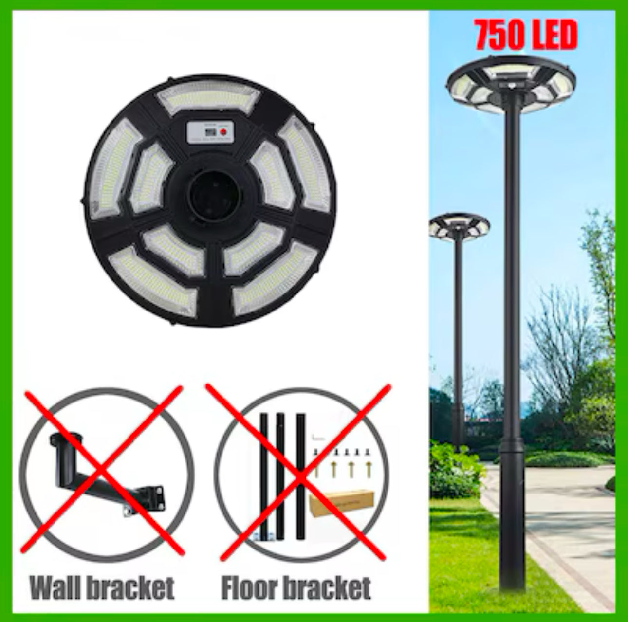 2500W Solar Outdoor Light UFO Garden Pole And Wall Street Lights For Home, Yard, Farmhouses with Remote