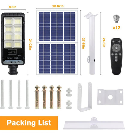 1200W Solar Outdoor Lights Motion Sensor Dusk to Dawn Commercial Large Area Lighting Security Flood Lights Waterproof with Remote for Backyard Stadium Garage Parking Lot