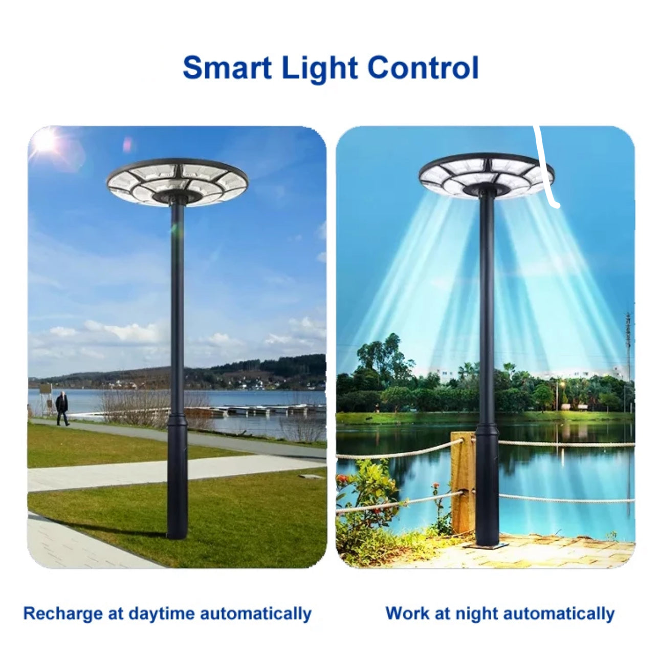 2500W Solar Outdoor Light UFO Garden Pole And Wall Street Lights For Home, Yard, Farmhouses with Remote