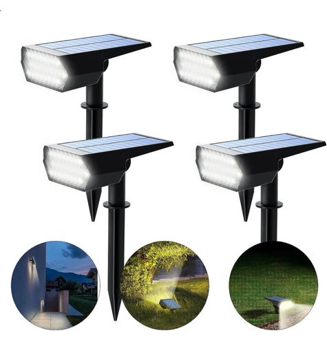 SmartYard Solar Spot Lights 53 LEDs Spotlights 2-in-1 Solar Landscape Lights, 2 Modes Solar Powered Wall Lights Auto On/Off 4 Pack(Cool White)