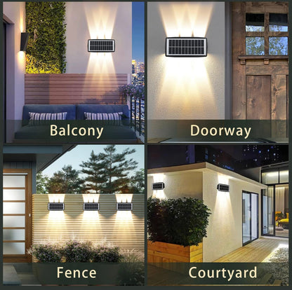 2 Pack Solar Wall Lights Outdoor Waterproof Led Up and Down Wall Lights,Solar Outdoor Lights Wall Sconce Exterior Lighting