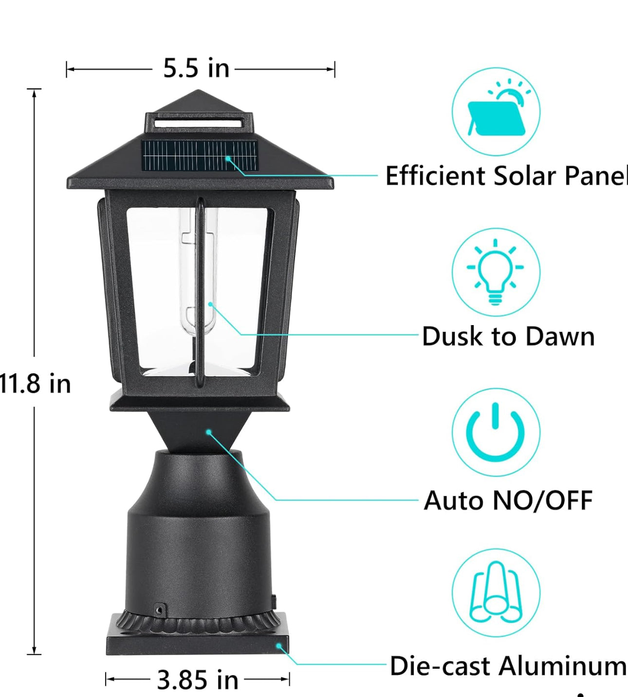 2 Pack SmartYard Aluminum Solar Post/Fence Lights Outdoor, Wood 4X4 Solar Post Cap Lights