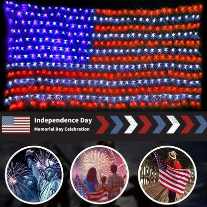 Oversize American Flag Solar Lights 420 Super Bright LEDs 2-in-1 Solar Powered and Plug in Flag Light