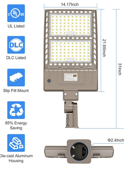 320W LED Parking Lot Light Hard Wired 48,000LM, Hot Wire UL Listed Industrial Grade LED Shoebox Parking Pole Light 5000K IP65 Waterproof