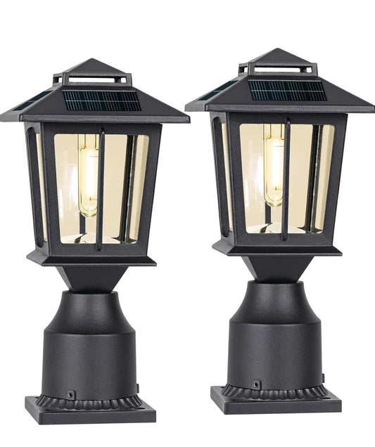 2 Pack SmartYard Aluminum Solar Post/Fence Lights Outdoor, Wood 4X4 Solar Post Cap Lights