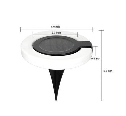 4 Pack Round Outdoor Ground Lights Adjustable Disk Solar Pathway Lamp