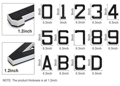 SmartYard 9 Inch Solar Lighted House Numbers for Outside, Light Up Waterproof LED Address Numbers Signs for Houses, Large Personalized Illuminated Exterior Modern House Numbers Light