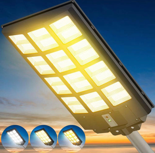 1800W LED Street Light Outdoor - 3 Color Temperature Change Solar Lights , Dusk to Dawn, Motion Sensor With Remote