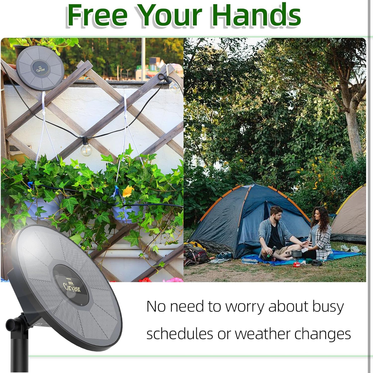 Solar Drip Irrigation System Kit, Automatic Watering System with 6 Timer Modes With 15 Heads