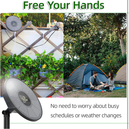 Solar Drip Irrigation System Kit, Automatic Watering System with 6 Timer Modes With 15 Heads