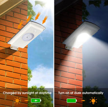 Load image into Gallery viewer, Solar Street Lights Outdoor, Cool White/Warm White Solar Street Light Dusk to Dawn/Motion Sensor, 1300LM IP65 Waterproof, Dimmable Remote Control