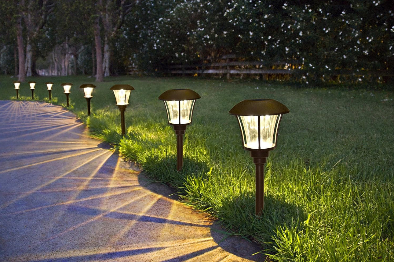 SmartYard 8 Pack LED Pathway Solar Lights, 15 Lumen, Model 10192 Oil Rubbed Bronze Aluminum and Glass