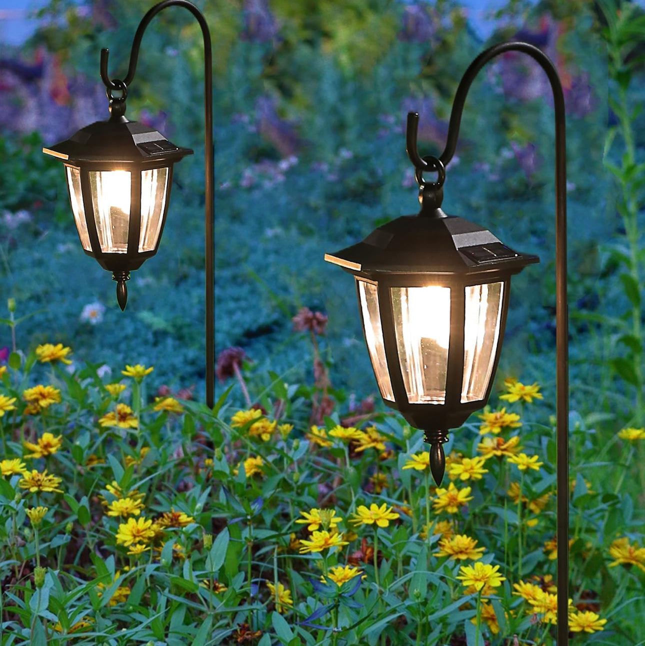 SmartYard Solar Hanging Lights Dual Use Shepherd Hook Lights Outdoor, 4 Pack