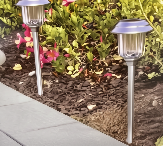 SmartYard Solar Pathway Lights Stainless-Steel and Glass (8 pack)