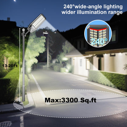 4000W Solar Street Light 7000K 800000LM Auto On/Off Dusk to Dawn IP67 Waterproof Motion Sensor