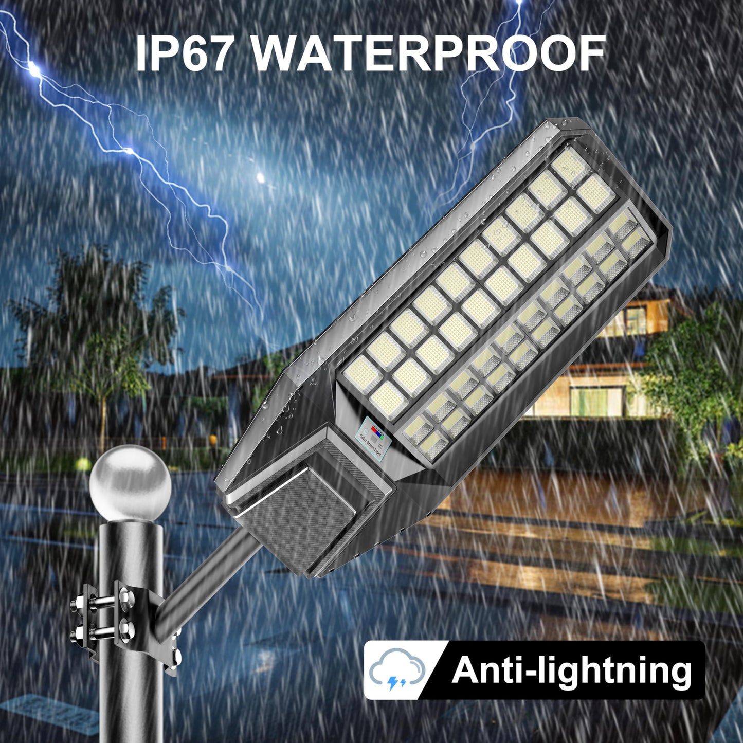 4000W Solar Street Light 7000K 800000LM Auto On/Off Dusk to Dawn IP67 Waterproof Motion Sensor