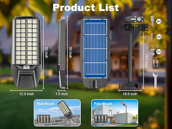 4000W Solar Street Light 7000K 800000LM Auto On/Off Dusk to Dawn IP67 Waterproof Motion Sensor