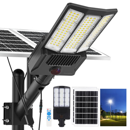 6500W Solar Street Lights Outdoor, 500000LM High Powered Commercial Parking Lot Lights 6500K Dusk to Dawn with Remote