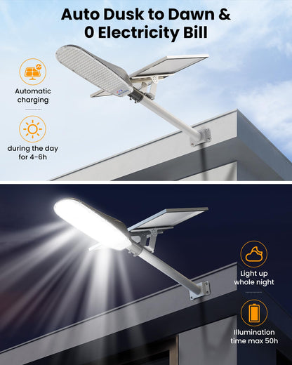 4000W Solar Street Lights Outdoor,400000LM Ultra-bright Solar Parking Lot Lights Dusk to Dawn,Heavy Duty Split Type