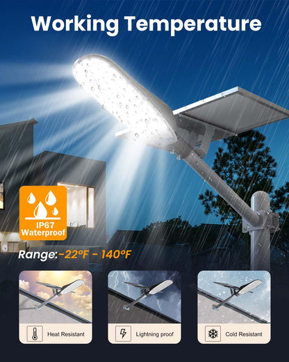 4000W Solar Street Lights Outdoor,400000LM Ultra-bright Solar Parking Lot Lights Dusk to Dawn,Heavy Duty Split Type