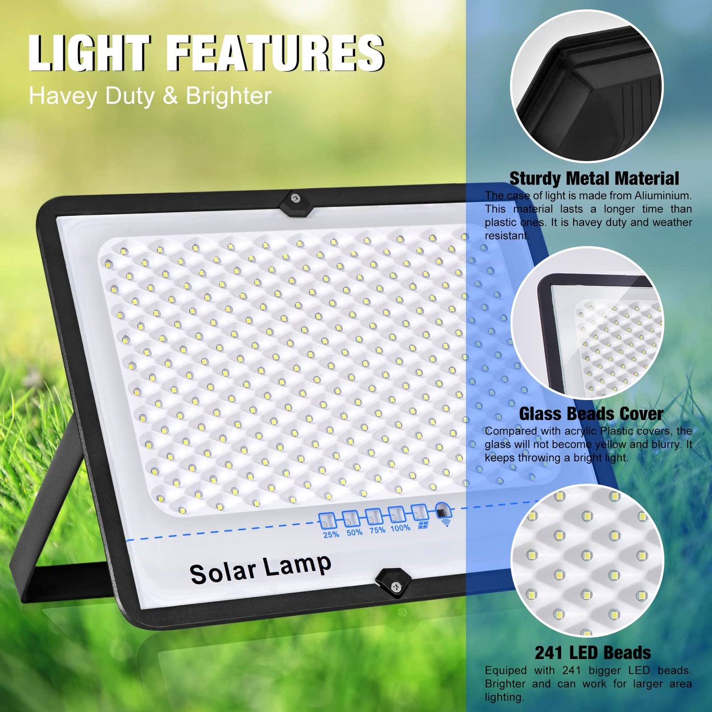 1800W Solar Flood Lights Outdoor - Solar Parking Lot Lights Dusk to Dawn IP67 Waterproof Security Commercial Lighting with 16ft Cables