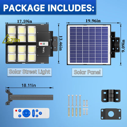 1000W Commercial Solar Street Light , 120000LM Parking Lot Light Commercial Dusk to Dawn With Remote