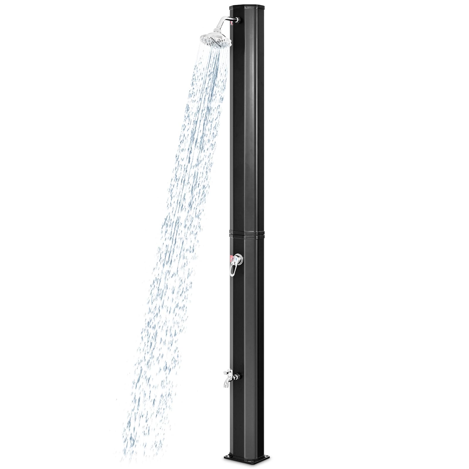 LumenX 10 Gallon Solar Heated Outdoor Shower, 7.2 FT Freestanding Outside Shower with Rotating Shower Head, Temperature Adjustment & Foot Shower
