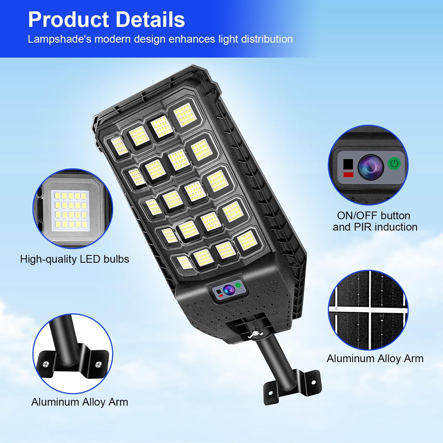 2 Pack 500W Solar Motion Lights Outdoor, 400 LED Parking Lot Lights Outdoor, IP65 Solar Street Lights Outdoor Waterproof