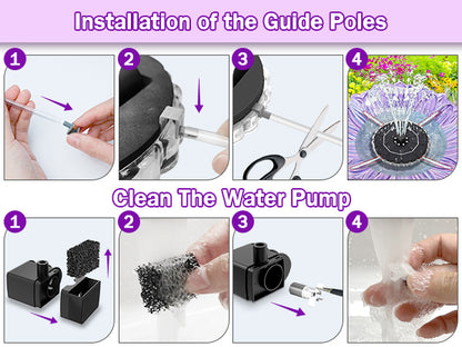 Solar Fountain Colorful Ring Lights, 2026 3.5W Solar Water Fountain with 2000mah Battery, Solar Fountain Pump for Bird Bath, Pond, Pool, Outdoor