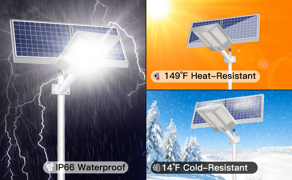 8000W Aluminum Frame Solar Street Lights Outdoor Motion Sensor, Dusk to Dawn 200000LM with Remote Control