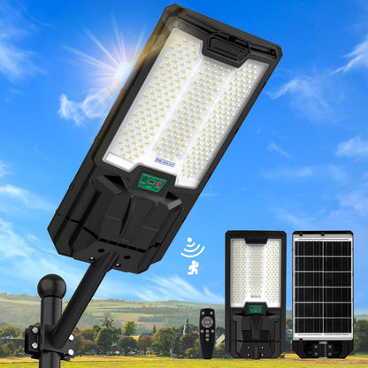 5200W Solar Street Lights Outdoor, Waterproof Commercial Dusk to Dawn, 200000LM Solar Flood Lights Outdoor Motion Sensor